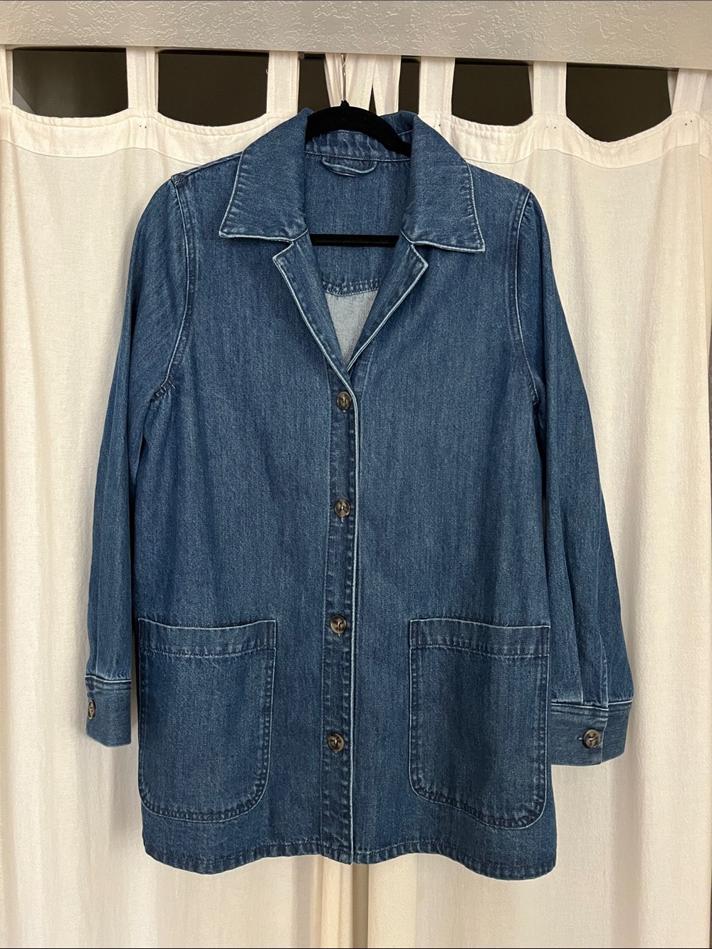 Denim Button-Up Jacket with belt